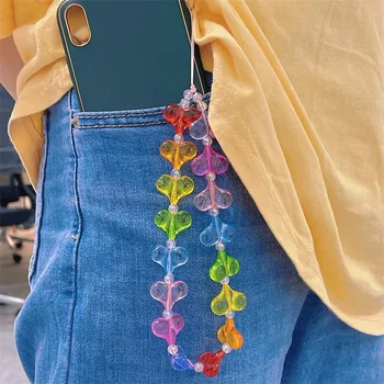 MASA 2021 Uus Käsitööna Läbipaistev Vaik Ring Helmed Rainbow Värvi on Armastus Mobiiltelefoni Kett Tüdruk Anti-kadunud Randmepaela kaelapaela kinnitamine