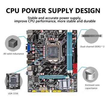 MASINIST H55 emaplaat LGA-1156 komplekt kit Intel xeon X3440 CPU protsessor DDR3 8G(2*4G) 1600MHZ RAM Mälu H55-P3 M3 7328
