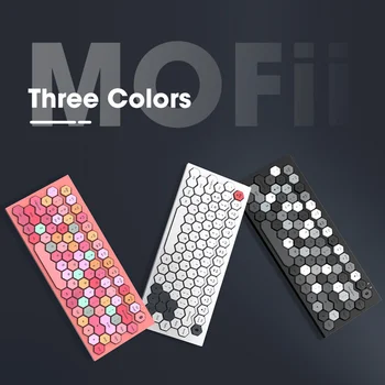 MOFii Dual mode Bluetooth Klaviatuur, Multimeedia Hexegon Keycaps Laetav Bluetooth ja Traadiga Roosa klaviatuurid Mac ARVUTI Sülearvuti