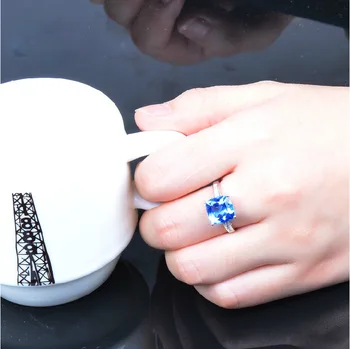 MOONROCY Hõbedane Värv Sinine Kristall Rõngad Pool abielusõrmus Geomeetria Poole Ehteid Hulgimüük Naiste jaoks Tüdrukud Kingitus Dropshipping