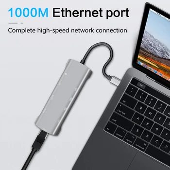 MUCAI USB-C-HUB C-Tüüpi HDMI-4K USB 3.0, RJ45 SD/TF Adapter USB Dock Splitter Port MacBook Pro Air sülearvuti tarvikud