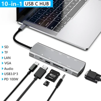 MUCAI USB-C-HUB C-Tüüpi HDMI-4K USB 3.0, RJ45 SD/TF Adapter USB Dock Splitter Port MacBook Pro Air sülearvuti tarvikud