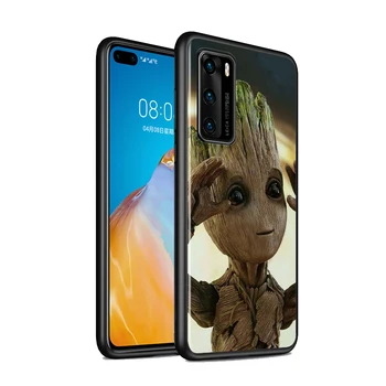 Ma OLEN Groot Marvel jaoks Huawei P30 P40 P20 P9 P10 Lite E Pro Plus Mini 2019 2017 Musta Telefoni Puhul 30503