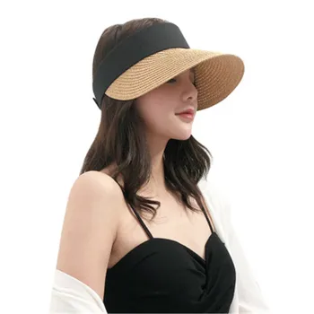 Magic Tape Panama Naiste Straw Hat Tühi Top 2021 Naiste Suvine Müts Päikese Kaitseks Väljas Spordi Kalapüük Beach Chapeau