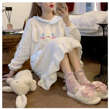 Magus Coral Fliis Soe Sleepwear Rüü Naiste Armas Kõrva Doggy Nightgowns Girl Lolita Kodu ClothesAutumn Talvel Nightdress Jaapani 15116