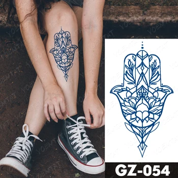 Mahla Kestev Veekindel Ajutine Tätoveering Kleebised Lotus Totem Lill Mandala Flash Tattoo Ink Fatima Käsi Body Art Võltsitud Tatto 143078