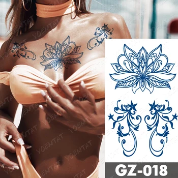 Mahla Kestev Veekindel Ajutine Tätoveering Kleebised Lotus Totem Lill Mandala Flash Tattoo Ink Fatima Käsi Body Art Võltsitud Tatto