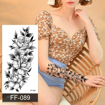 Mandala tätoveering kleebis varruka armband must henna võltsitud lill ajutine tätoveering naiste poolt tagasi kõht seksikas tattoo tüdrukud