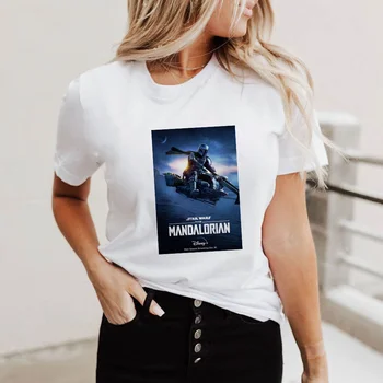 Mandalorian T-Särk Naistele, Suvel Lühikesed Varrukad Casual Valge O-kaeluse Star Wars Flim Trükitud Naiste T-särgid Tee Tops Streetwear