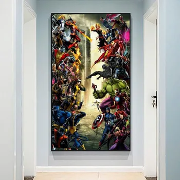 Marvel Avengers Anime Plakateid Superkangelane Ämblikmees Koomiksid Lõuendile Maali ja Pildid Seina Art Pilt Elavad Lapsed Koju, Tuba Decor
