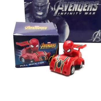 Marvel Avengers Kaitsjad Galaxy Spider-Man Iron Man Mudel Cartoon Auto Poiss Mänguasi Mini Tõmba Tagasi Auto Kollektsioon Kingitus