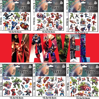 Marvel Avengers Tätoveering Kleebis Originales Juhuslik Disney Spider-Man Iron Man Tegevus Joonis Cartoon Kids Tüdrukute Sünnipäev Kingitused 98215