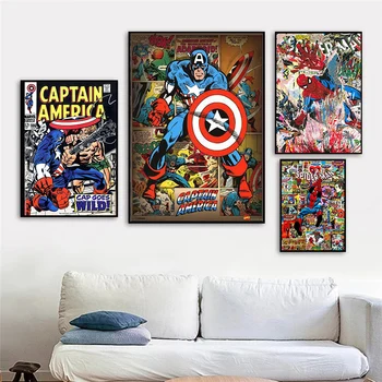 Marvel Disney Superkangelane Avengers Filmi Lõuendile Maali Iron Man Captain America HD Plakatid ja Pildid Seina Art Home Decor