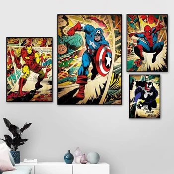Marvel SM Kangelane Koomiksid Superkangelane Kapten Ameerika Canvas Poster Seina Art Dekoratiivsed Pildid Baby Kids Room Decor Lõuend Kingitus