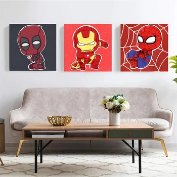 Marvel Superhero DeadPool Spiderman Iron Man Cartoon Art Canvas Poster Seinamaaling Elutoas Lapsed Vannitoa Seina Kaunistamiseks Cuadros 119542
