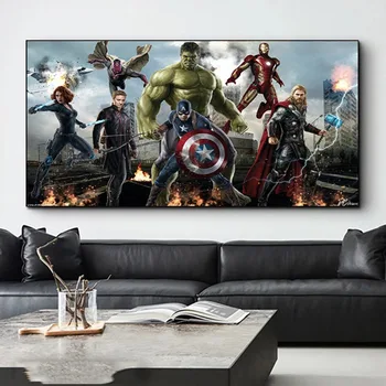 Marvel Superhero Koomiks Lõuendile Maali Hulk Iron Man Spiderman Plakatid ja Pildid Cuadros Seina Art Pilt elutuba Decor 61639
