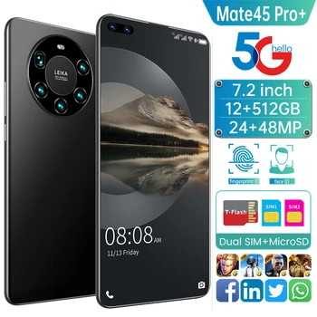 Mate45 Pro+ 7.2 Tolline Globaalne Versioon Nutitelefoni täisekraan Okta Core 5000mAh 12GB 512 GB 4G LTE 5G Võrgu Mobiiltelefoni