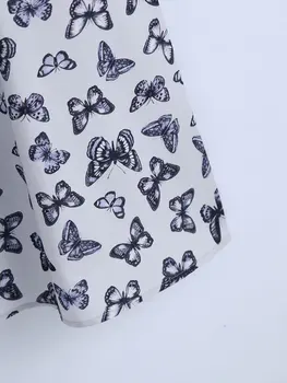 Maxi Kleidid Naistele 2021 Uus Liblikas Prindi Suvine Kleit korea Fashion Elegantne Puhvis Varrukad O-Kaeluse Midi Pool Kleit