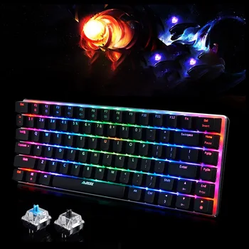 Mechanical Gaming Keyboard 18 Režiimi RGB Taustvalgustusega USB Juhtmega 82 Võtmed Sinine/Must Telje Professional Klaviatuur Notebook PC Gamer