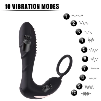 Mees Vibreeriv Eesnäärme Massager 2 Võimsad Mootorid ja 10 Stimulatsiooni Patterns Wireless G-spot Vibraator Anal Sex Mänguasjad 64106