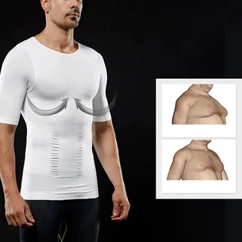Meeste Compression Lühikese Varrukaga T-Särk, Body Shape Slimming Belly Korsett Lihaste Talje Särk Poos Õige Aluspesu
