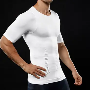 Meeste Compression Lühikese Varrukaga T-Särk, Body Shape Slimming Belly Korsett Lihaste Talje Särk Poos Õige Aluspesu