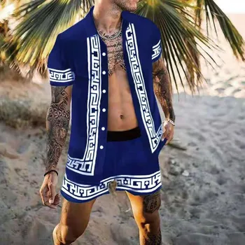Meeste Havai Trükkimine 2021Summer Lühikesed Varrukad Nuppu Särk Beach lühikesed Püksid Streetwear Meeste Vabaaja Beach Kanda Riideid