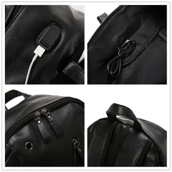 Meeste Must Nahast Seljakott Veekindel USB-Laadimine Reisi Sülearvuti Anti Varguse Seljakott Kotid Luksus Inimese jaoks Mood 2020