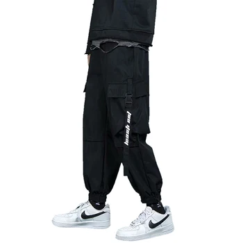 Meeste Mustad Püksid Multi-Tasku Lindid Joggers Püksid Meestele Hip-Hop Streetwear Sweaptpants M-XXL