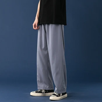 Meeste Suvel Lahe Silk Pikad Püksid 2021 Õhuke, Kerge Loodusliku Jalg Mõõdus Püksid Tahked Värvi Meeste Püksid Riided Korea Streetwear
