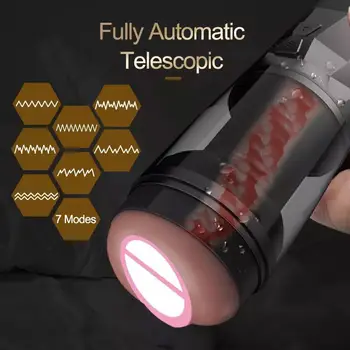 Meeste automaatne teleskoop õhusõiduki cup mees vokaal vibraator masturbatsioon cup simulatsiooni silikooni tuppe seksi mänguasi, täiskasvanud toode 15919