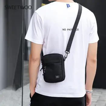 Meeste Ühe Õla Väike Rippus Kott Messenger Bag Black Tide Brändi Crossbody Mobiiltelefoni Rinnus Kott Street Fashion Rahakott