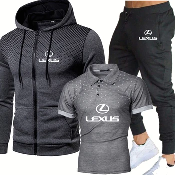 Meeste ülikonnad Lexus Auto Logo Trükitud Moe hip-hop harajuku Vabaaja puuvillane Meeste dressipluus+T-särk+spordi püksid 3-osaline komplekt 134919