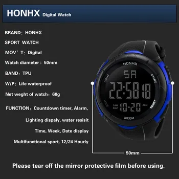 Mehi Vaadata HONHX Luksus Digitaalne LED Watch Kuupäev Sport Väljas Elektroonilise Vaadata Meeste Vabaaja Veekindlad Käekellad Masculino