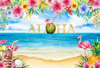 Mehofond Fotograafia Taust Puit Aloha Luau Pool Suve Sünnipäev Ananassi-Õie Lilli Baby Shower, Foto Stuudio Taustaks 142646