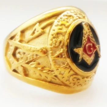 Mens Fashion Amulett Ehted Kuld Graveeritud Master Masonic Sümbol Ringi 35889