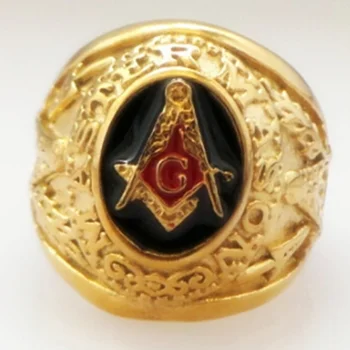 Mens Fashion Amulett Ehted Kuld Graveeritud Master Masonic Sümbol Ringi