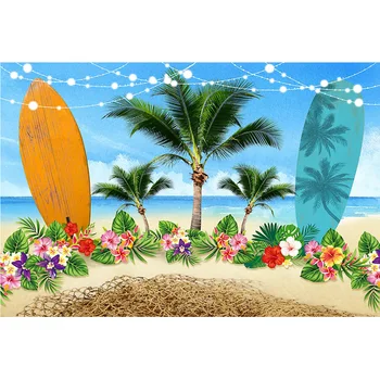 Mere Rannas Suve Poole Taustaks Troopilisi Lilli Lainelaua Mereäärne Aloha Portree Fotograafia Taust Plam Puu Sinine Taevas