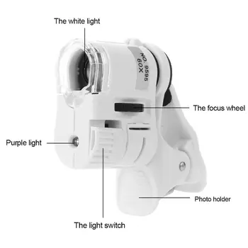 Mikroskoobi 60X Telefon Digital Microscope Kaamera koos LED-Valgus Telefon Universal Mobile Suurendusklaasi Läätsed Macro Zoom Kaamera Klamber