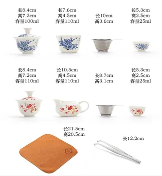 Mini Gong fu teetseremoonia set teacups tee infuser rätik clip cozies gaiwan seatud tiequanyin/da hong pao/puer/punane roheline tee 7615