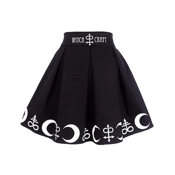 Mini Seelik Naiste Gooti Punk Nõidus Kuu Seelikud Naiste Magic Õigekirja Sümbolid Plisseeritud юбка