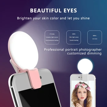 Mini Selfie Tuled Mobiiltelefoni Objektiivi Kaasaskantav Selfie Ringi Valgus Clip LED Selfie Lamp Samsung Eest Xiaomi Huawei USB-Laadimine