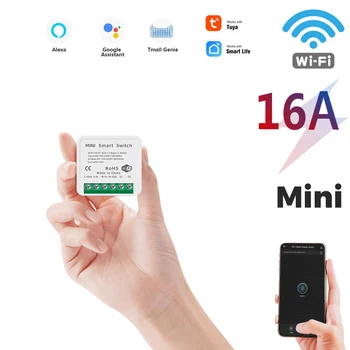 Mini Tuya Wifi DIY Lüliti Toetab 16/10A 2-Tee-Kontrolli Targa Kodu Automaatika Moodul Töötab Alexa Google ' i Kodu Smart Elu App