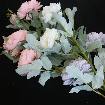 Mitmevärviline Kunstlik Võltsitud Plastist Pojeng Lilled Taimede Silk Võltsitud Lilled Vaasi DIY Kodu Aias Pulm Teenetemärgi Võltsitud Taimed