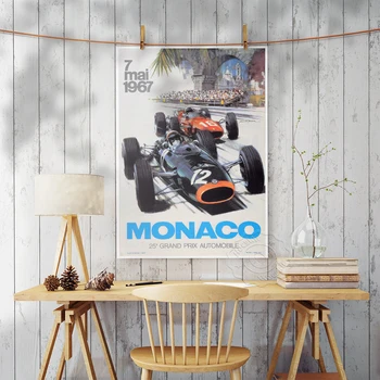 Monaco 25. Grand Prix Auto Vintage Kunst, Plakat, Poiste Tuba Decor Kleebised, 1976 7 Mai Vormel F1 Racing, Retro Art Print