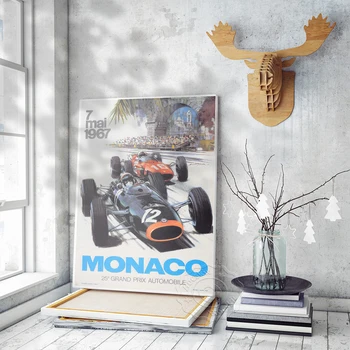 Monaco 25. Grand Prix Auto Vintage Kunst, Plakat, Poiste Tuba Decor Kleebised, 1976 7 Mai Vormel F1 Racing, Retro Art Print