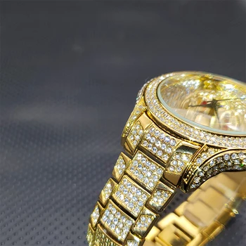 Montre homme MISSFOX Luksus Brändi Meeste Kuld Käekell Ice välja Diamond Tiiger Originaal Veekindel Kellad Ehted Dropshipping 145858