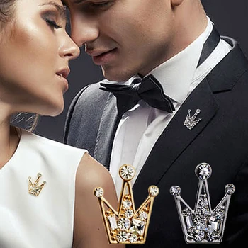 Mood Kive Mini Crown Pross Naistele, Meestele Korea Versiooni Retro Sobiks Crystal Golden Hõbedase Metallist Pin Tarvikud