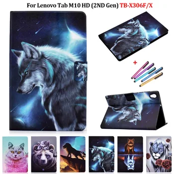 Mood Lõvi Hunt Rebane Loomade Tablett Funda Lenovo Tab M10 HD 2. Põlvkonna Juhul TB-X306F X306X PU Nahk Õhuke Kate Coque