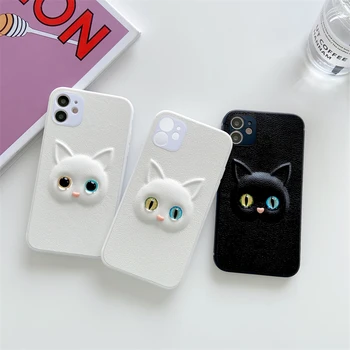 Mood PU Nahk Anime Kass Soft Case For iPhone 12 11 Pro Xs Max XR-X 8 7 6 Plus SE 2020 3D Cute Cartoon Kitty tagakaas 18548